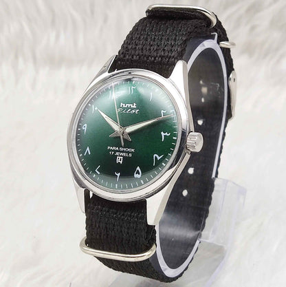 HMT Pilot Arabic/Urdu Font Handwinding 17 Jewels Men's Watch