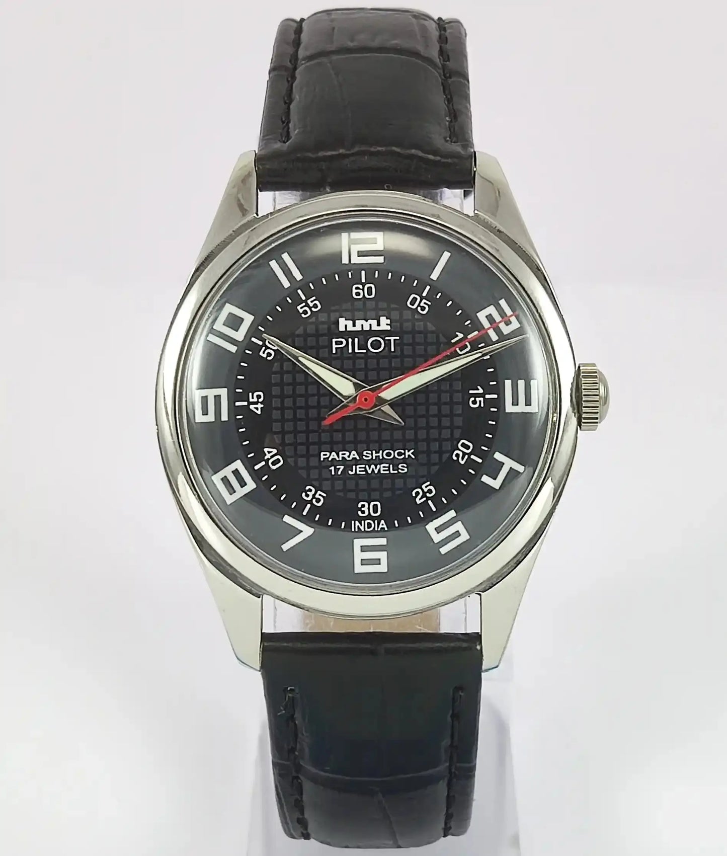 HMT Pilot Black Dial Para Shock 17 Jewels Handwinding Men's Watch Discover-Diamonds