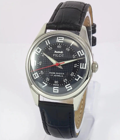 HMT Pilot Black Dial Para Shock 17 Jewels Handwinding Men's Watch Discover-Diamonds