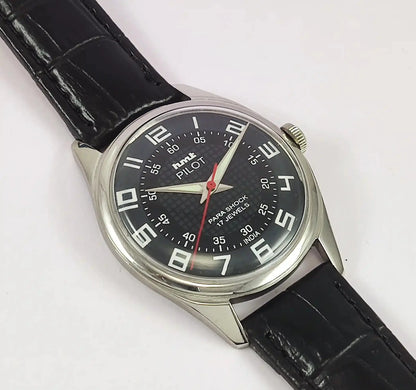 HMT Pilot Black Dial Para Shock 17 Jewels Handwinding Men's Watch Discover-Diamonds