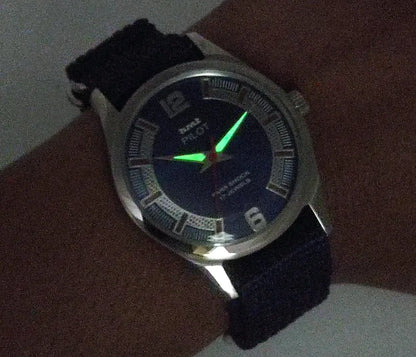 HMT Pilot Blue Dial 17 Jewels Para Shock Mechanical Handwinding Men's Wrist Watch 0231 Discover-Diamonds
