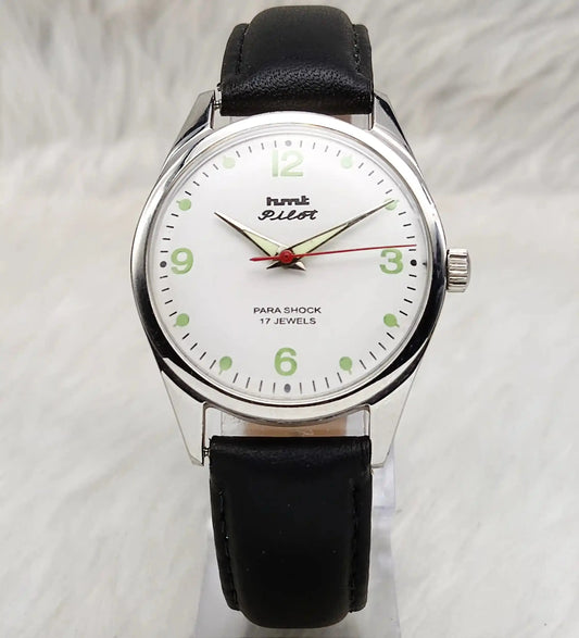 HMT Pilot Dotted-Numerals White Dial 17 Jewels Handwinding
