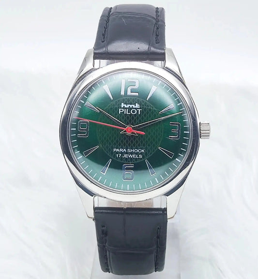 HMT Pilot Green 17 Jewels Para Shock Mechanical Handwinding Discover-Diamonds Physical