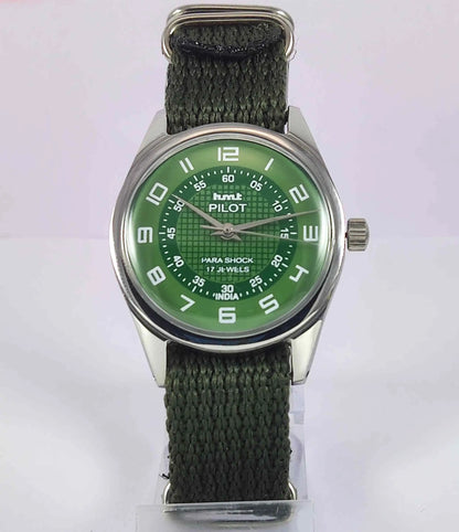 HMT Pilot Green Dial Mechanical Handwinding Men's Watch 0231 Discover-Diamonds