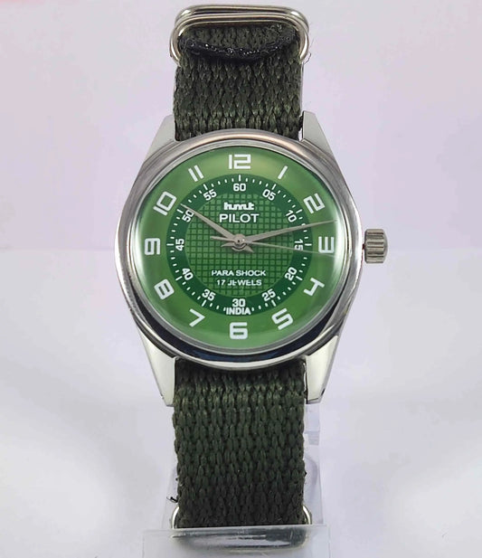 HMT Pilot Green Dial Mechanical Handwinding Men's Watch 0231 Discover-Diamonds