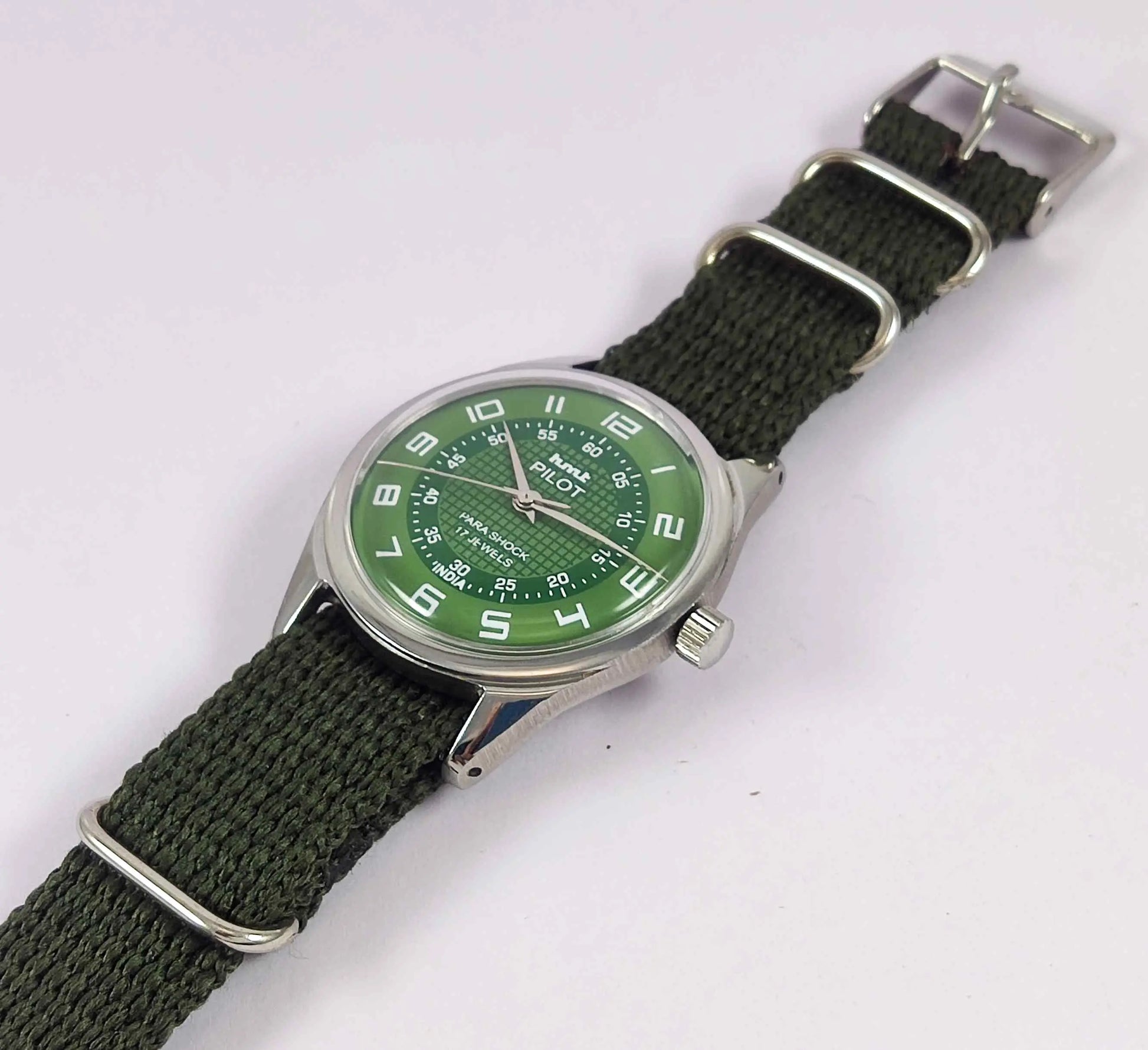 HMT Pilot Green Dial Mechanical Handwinding Men's Watch 0231 Discover-Diamonds