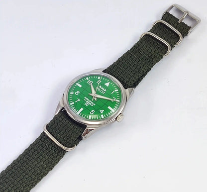 HMT Pilot Green Dial Para Shock 17 Jewels Dial Handwinding Discover-Diamonds Physical