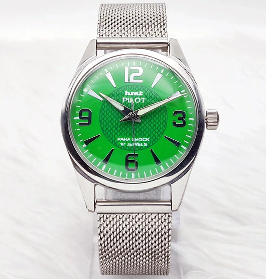 HMT Pilot Handwinding 17 Jewels Light Apple Green Dial 0231 - Discover-Diamonds
