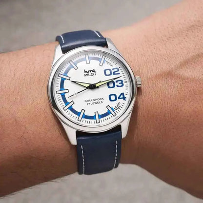 HMT Pilot Handwinding 17 Jewels Men's Watch White Dial