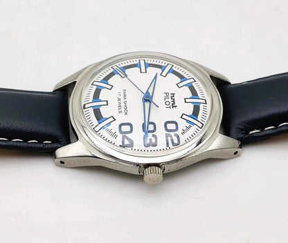 HMT Pilot Handwinding 17 Jewels Men's Watch White Dial