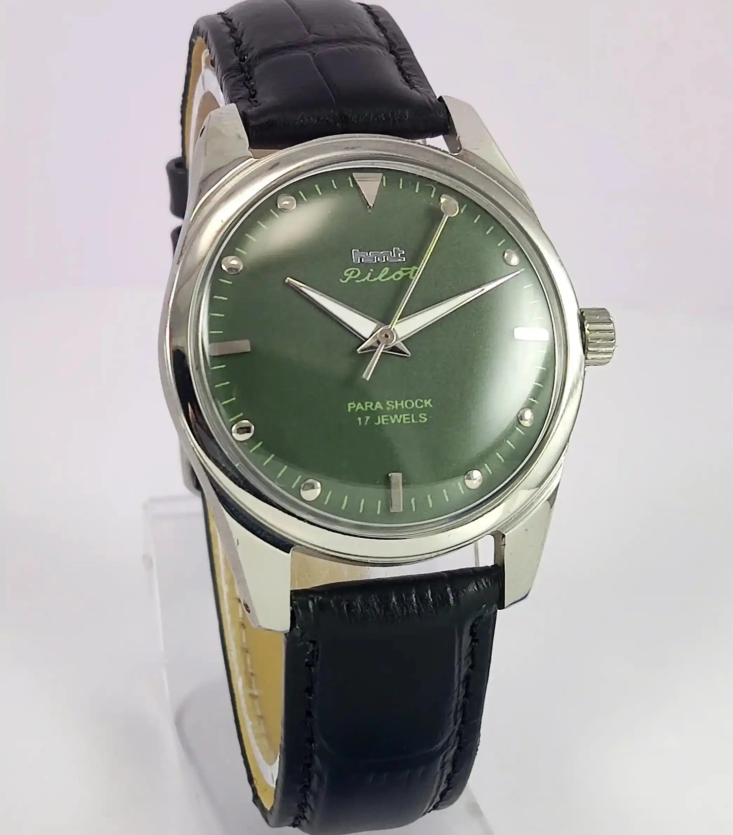 HMT Pilot Para Shock 17 Jewels Apple Green Dial Handwinding Men's Watch Discover-Diamonds