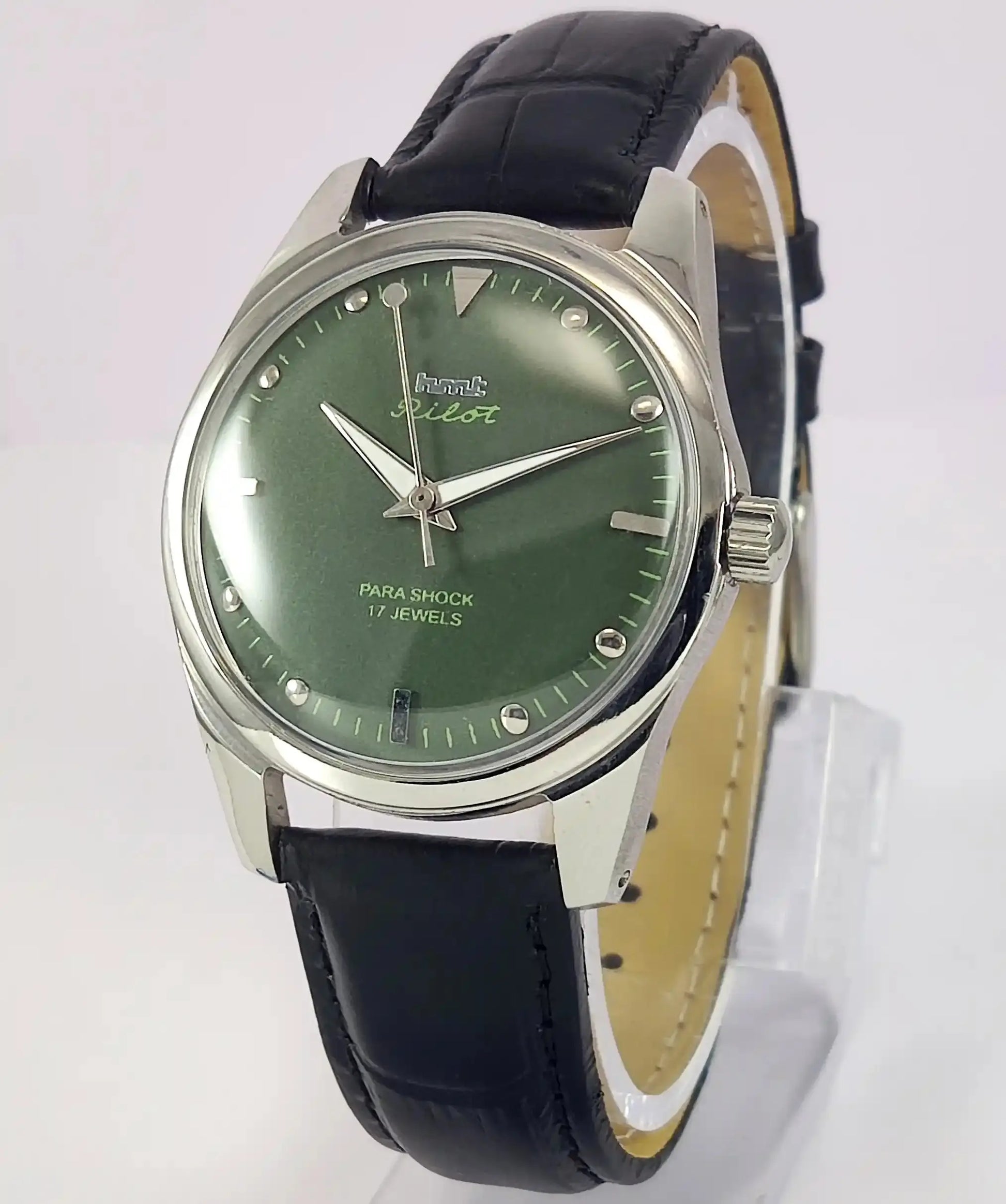 HMT Pilot Para Shock 17 Jewels Apple Green Dial Handwinding Men's Watch Discover-Diamonds