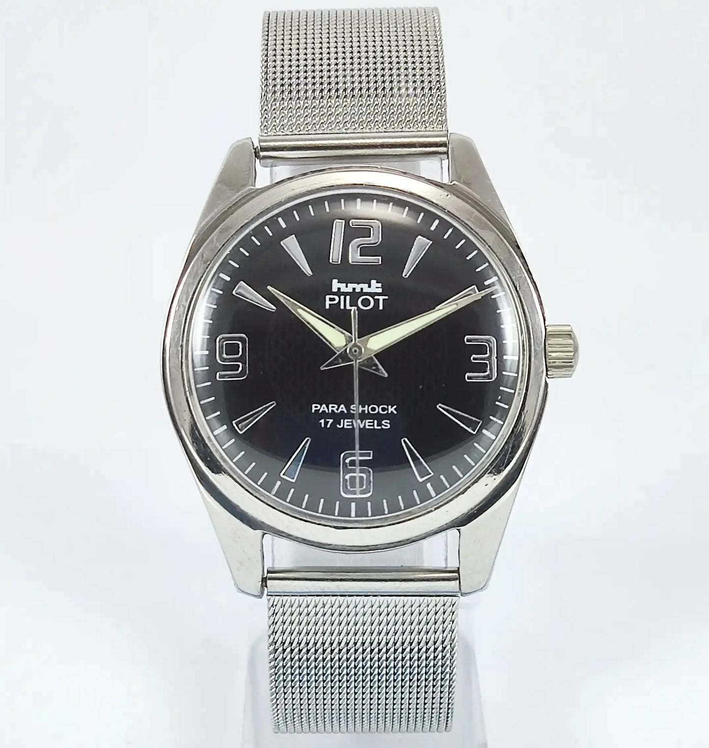 HMT Pilot Para Shock 17 Jewels Black Dial Handwinding Discover-Diamonds Physical