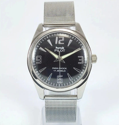 HMT Pilot Para Shock 17 Jewels Black Dial Handwinding Discover-Diamonds Physical