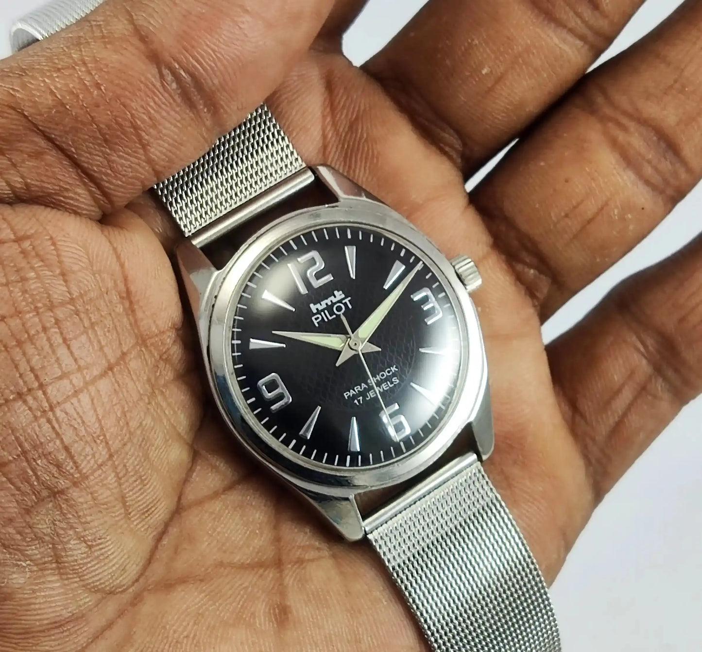 HMT Pilot Para Shock 17 Jewels Black Dial Handwinding Discover-Diamonds Physical