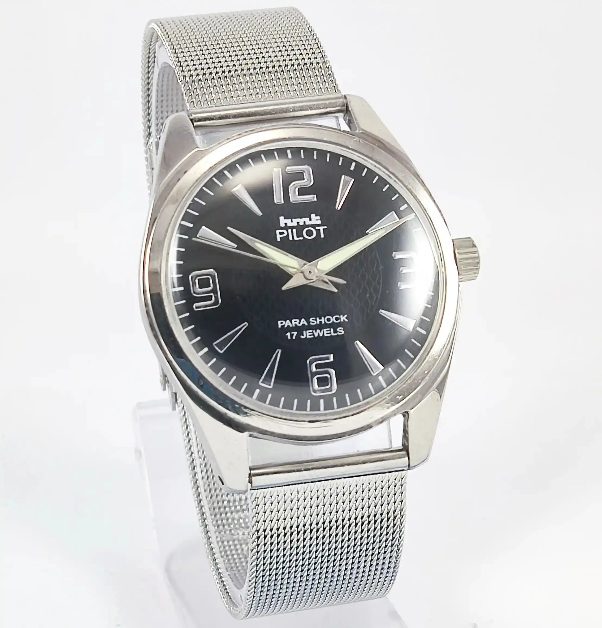 HMT Pilot Para Shock 17 Jewels Black Dial Handwinding Discover-Diamonds Physical