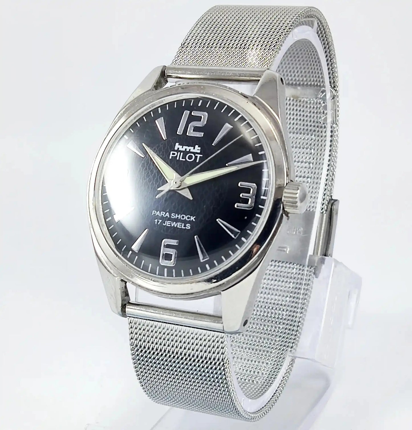 HMT Pilot Para Shock 17 Jewels Black Dial Handwinding Discover-Diamonds Physical