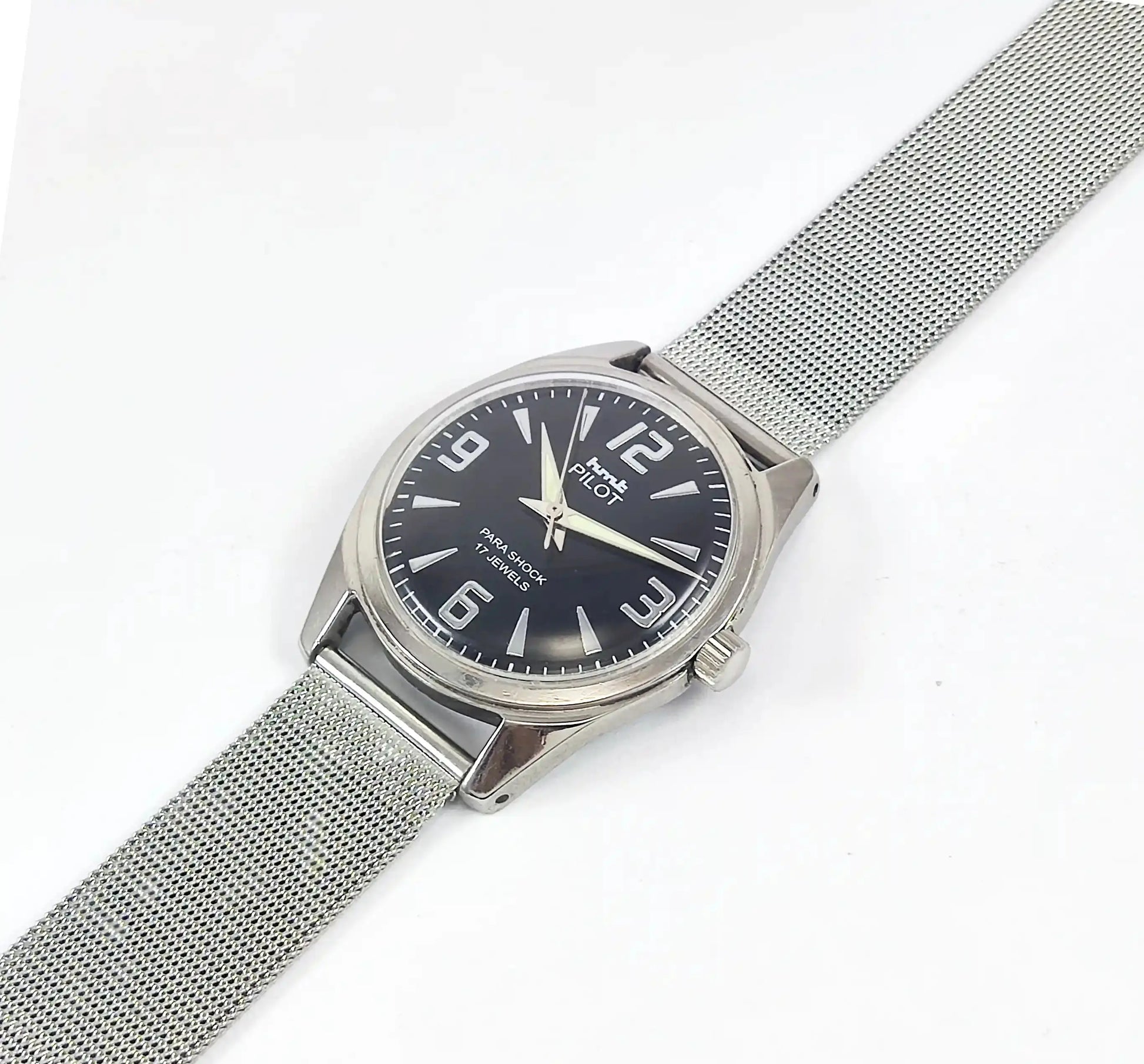 HMT Pilot Para Shock 17 Jewels Black Dial Handwinding Discover-Diamonds Physical