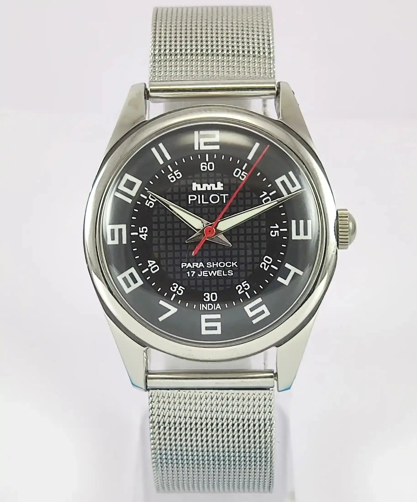 HMT Pilot Para Shock 17 Jewels Black Dial Handwinding Men's Watch Discover-Diamonds