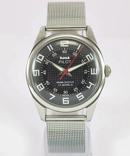 HMT Pilot Para Shock 17 Jewels Black Dial Handwinding Men's Watch Discover-Diamonds