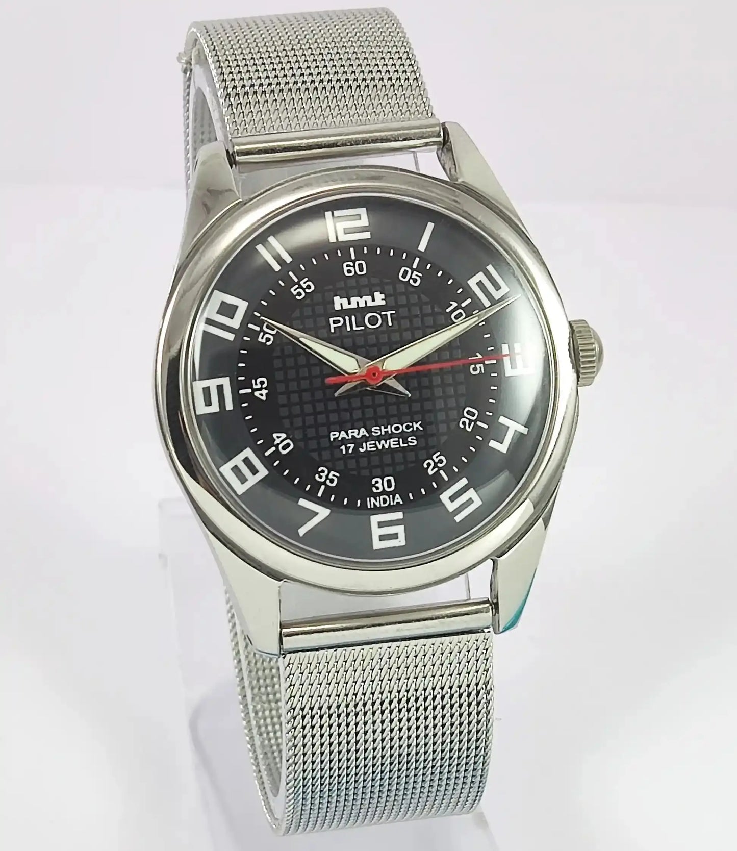 HMT Pilot Para Shock 17 Jewels Black Dial Handwinding Men's Watch Discover-Diamonds