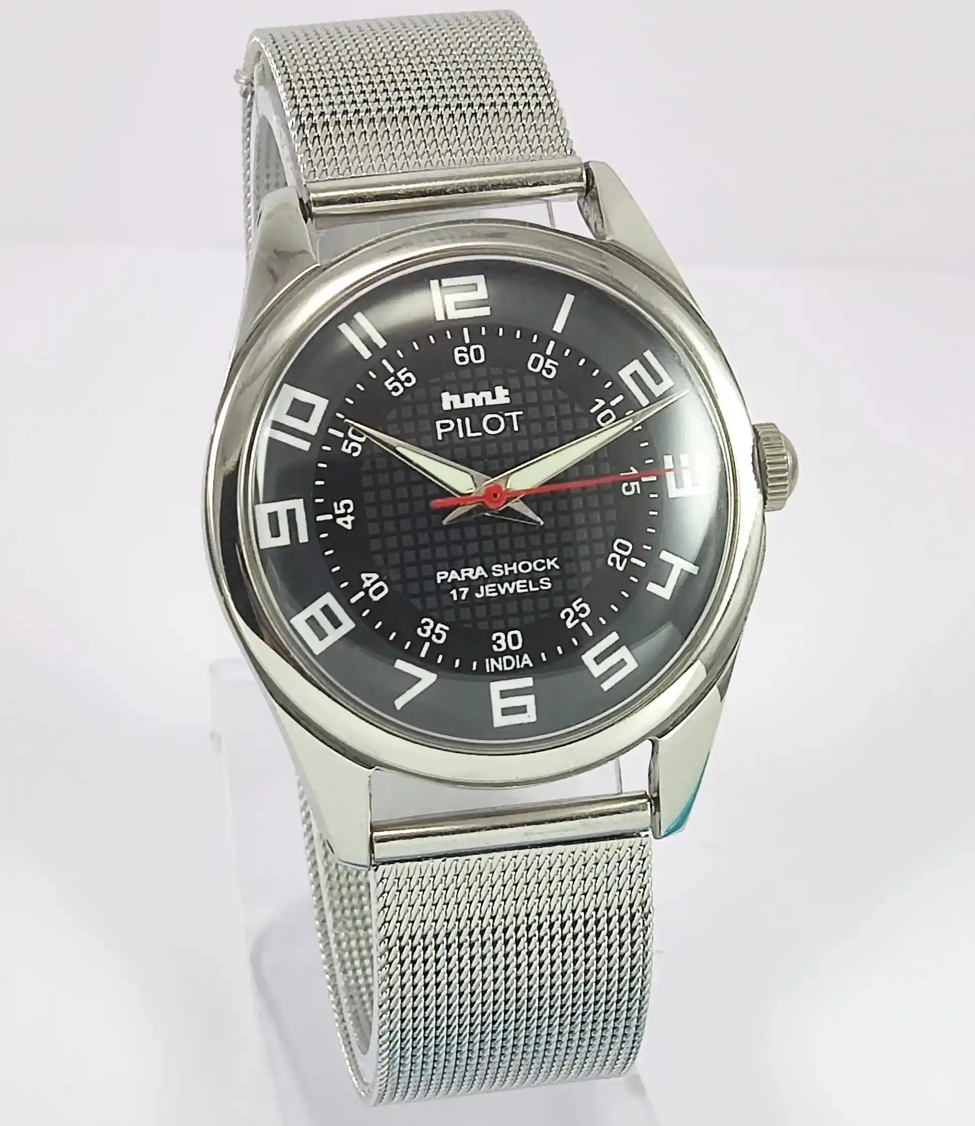 HMT Pilot Para Shock 17 Jewels Black Dial Handwinding Men's Watch Discover-Diamonds