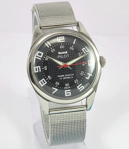 HMT Pilot Para Shock 17 Jewels Black Dial Handwinding Men's Watch Discover-Diamonds