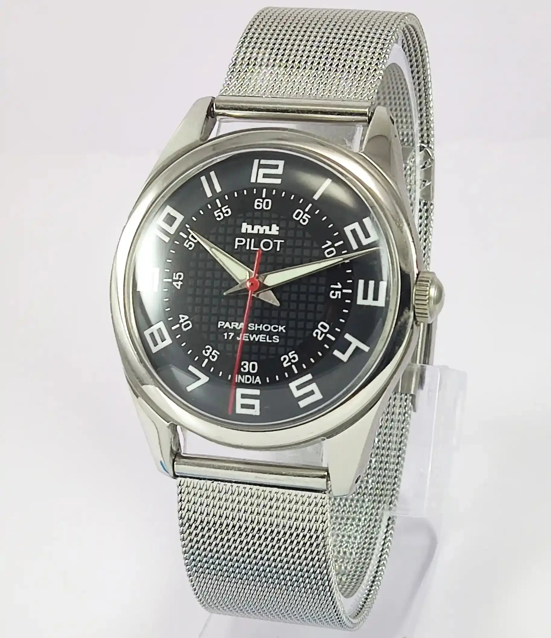 HMT Pilot Para Shock 17 Jewels Black Dial Handwinding Men's Watch Discover-Diamonds