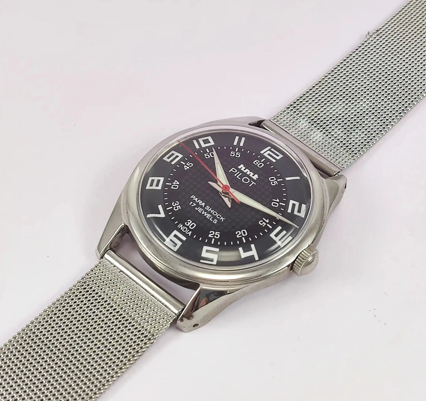 HMT Pilot Para Shock 17 Jewels Black Dial Handwinding Men's Watch Discover-Diamonds