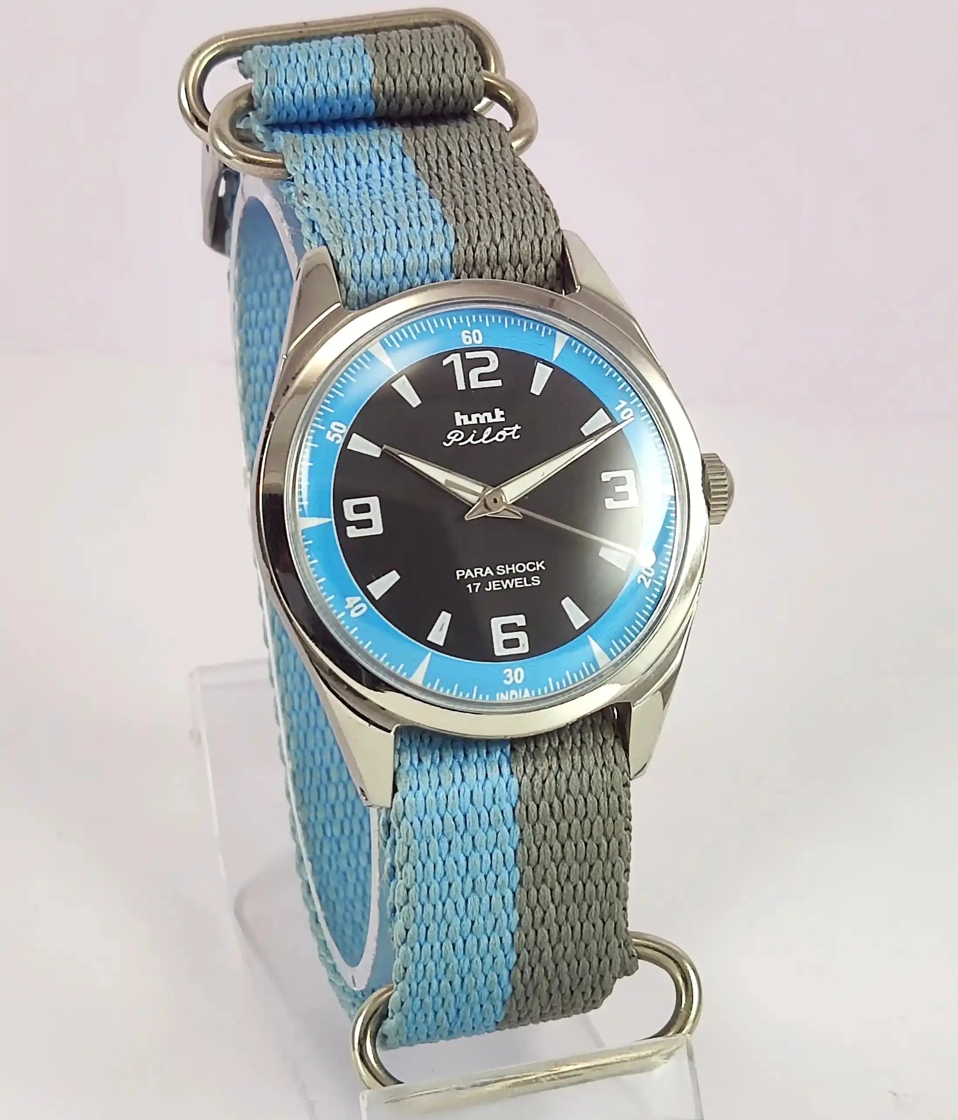 HMT Pilot Para Shock 17 Jewels Black Dial Handwinding Watch Discover-Diamonds