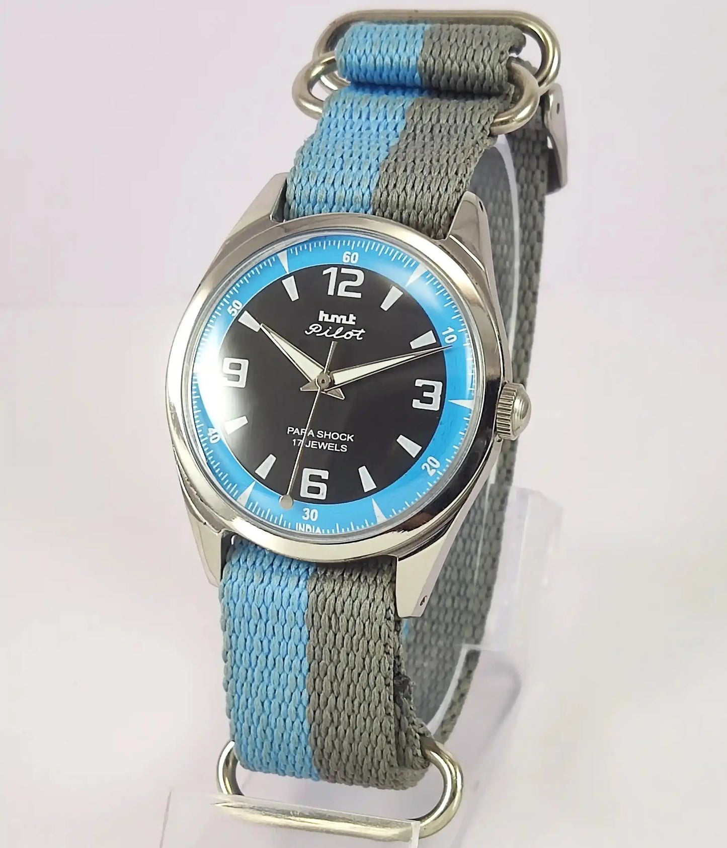 HMT Pilot Para Shock 17 Jewels Black Dial Handwinding Watch Discover-Diamonds