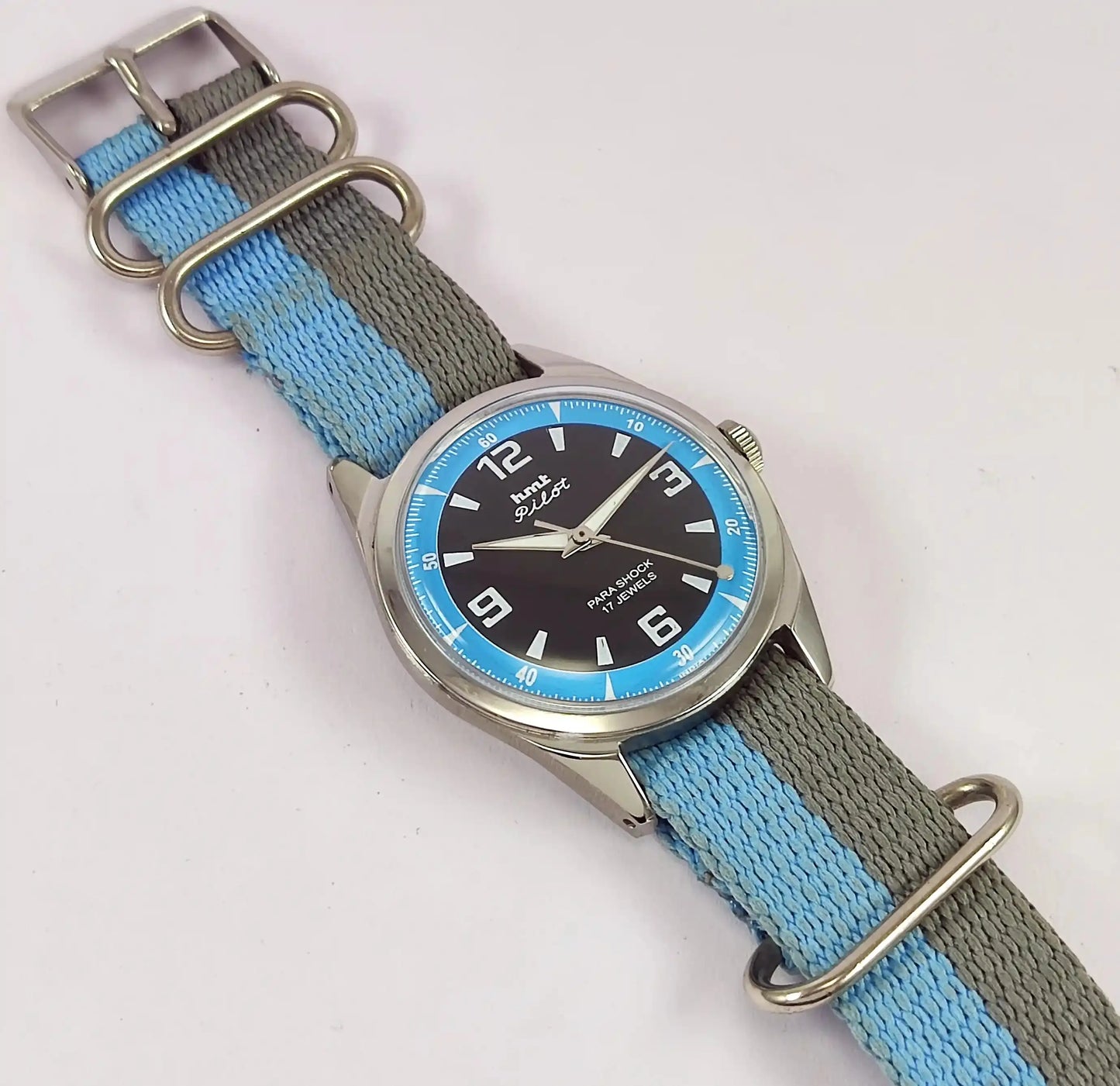 HMT Pilot Para Shock 17 Jewels Black Dial Handwinding Watch Discover-Diamonds