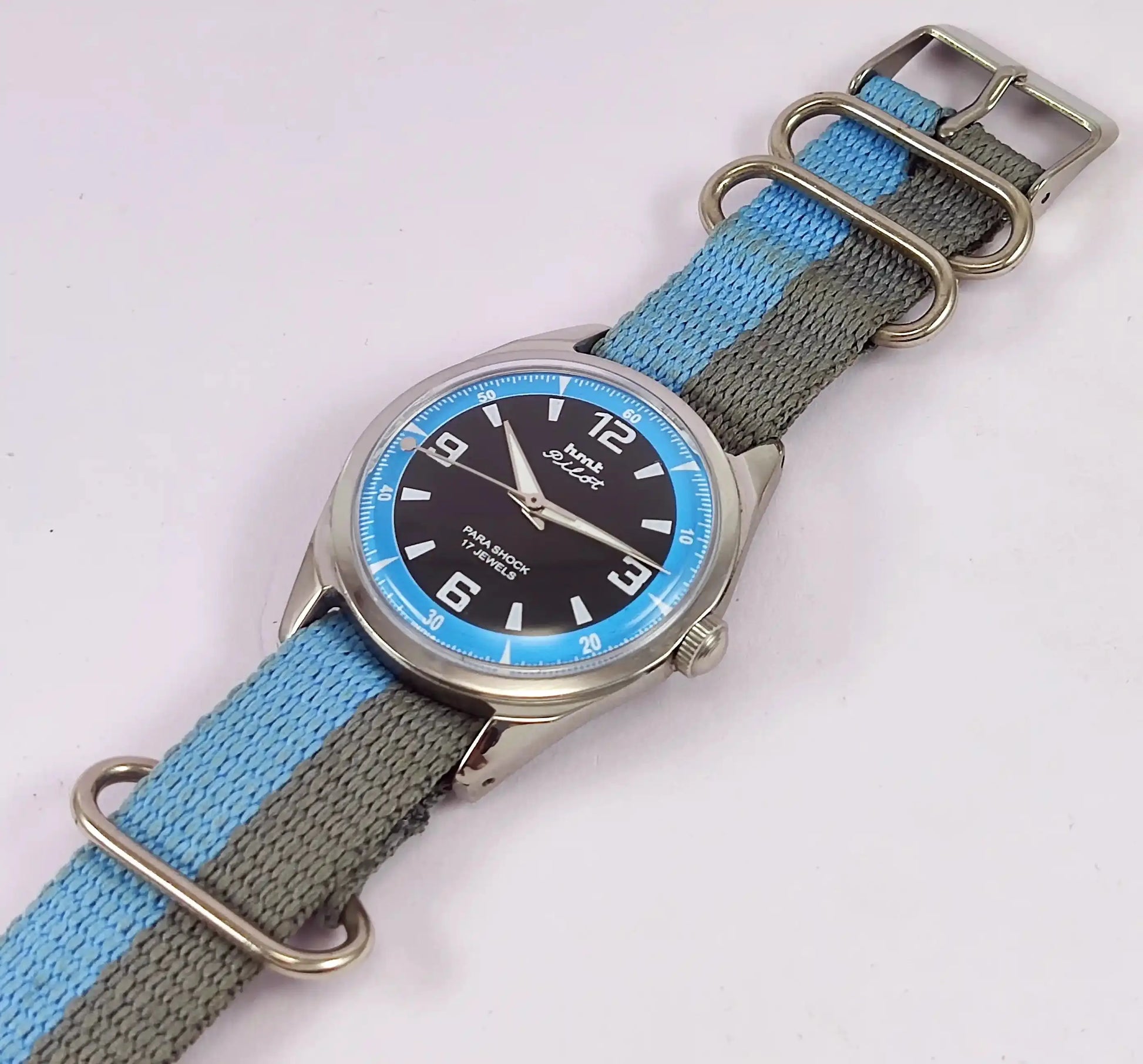 HMT Pilot Para Shock 17 Jewels Black Dial Handwinding Watch Discover-Diamonds