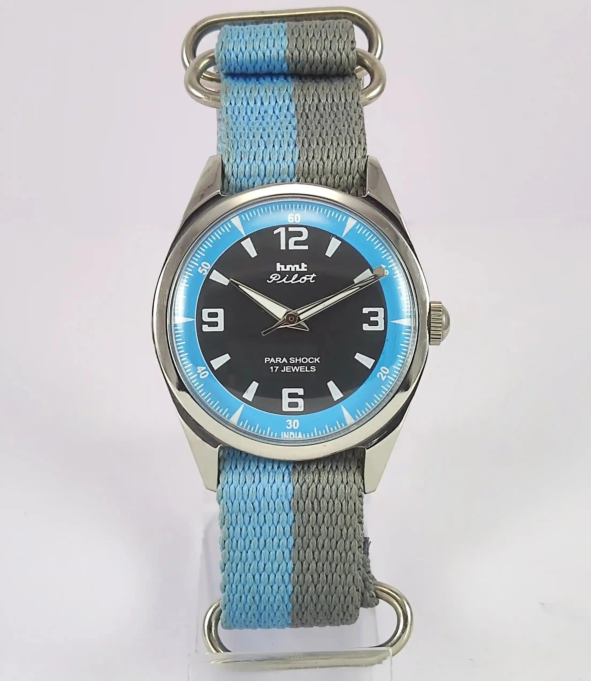 HMT Pilot Para Shock 17 Jewels Black Dial Handwinding Watch Discover-Diamonds