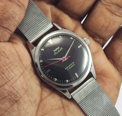 HMT Pilot Para Shock 17 Jewels Black Dial Handwinding Watch - Discover-Diamonds