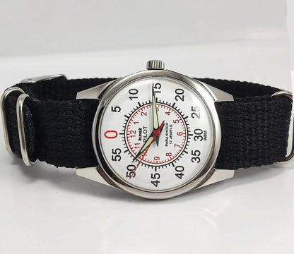 HMT Pilot Para Shock 17 Jewels White Dial Transparent Back Mechanical Handwinding Men's Wrist Watch 0231 Discover-Diamonds