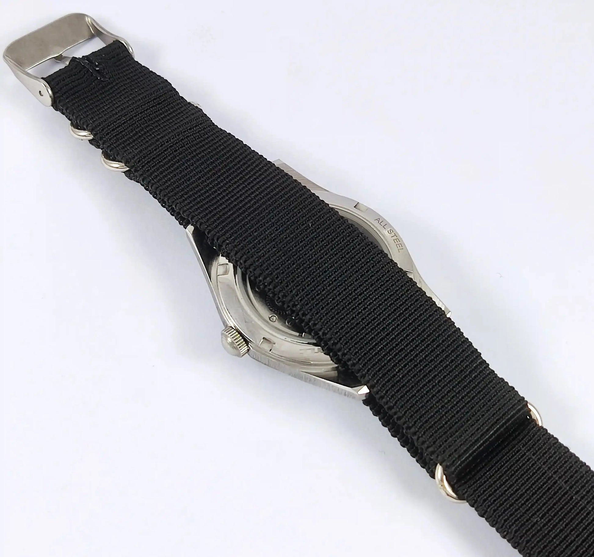 HMT Pilot Para Shock 17 Jewels Black Dial Transparent Back Handwinding Men's Watch Discover-Diamonds Physical