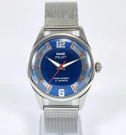 HMT Pilot Para Shock 17 Jewels Blue Dial Handwinding Discover-Diamonds Physical