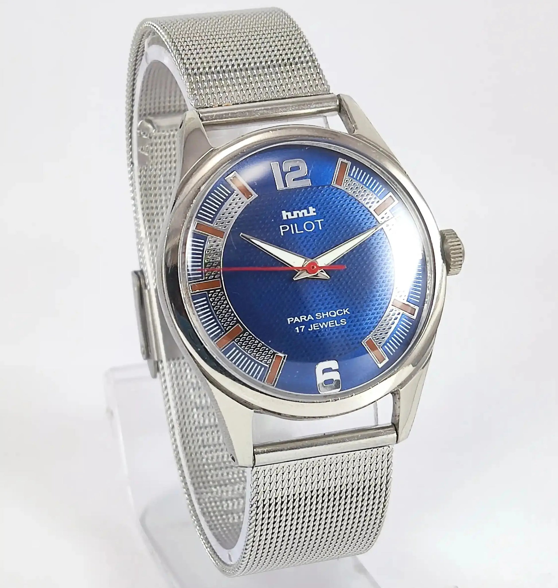 HMT Pilot Para Shock 17 Jewels Blue Dial Handwinding Discover-Diamonds Physical