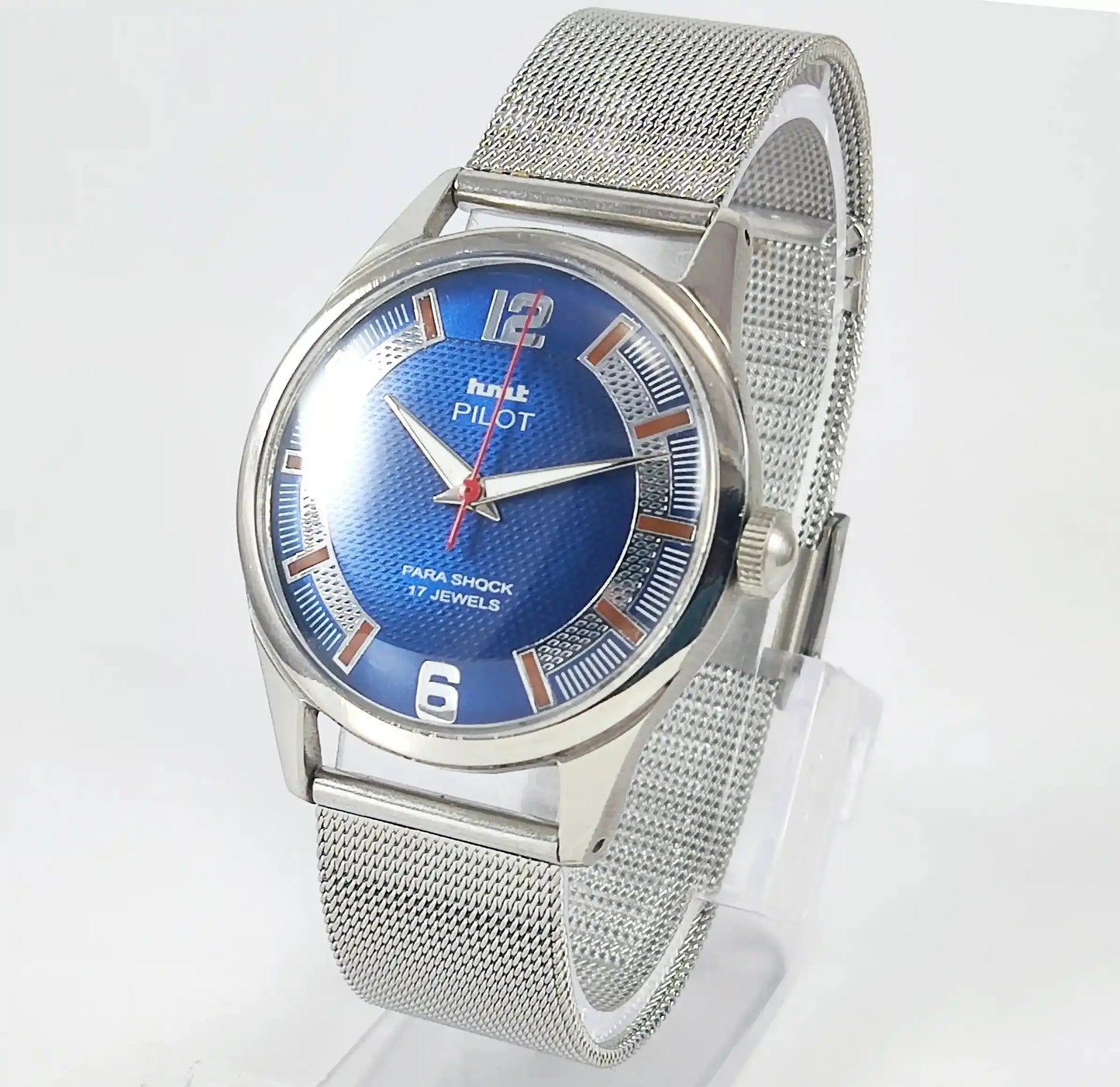 HMT Pilot Para Shock 17 Jewels Blue Dial Handwinding Discover-Diamonds Physical