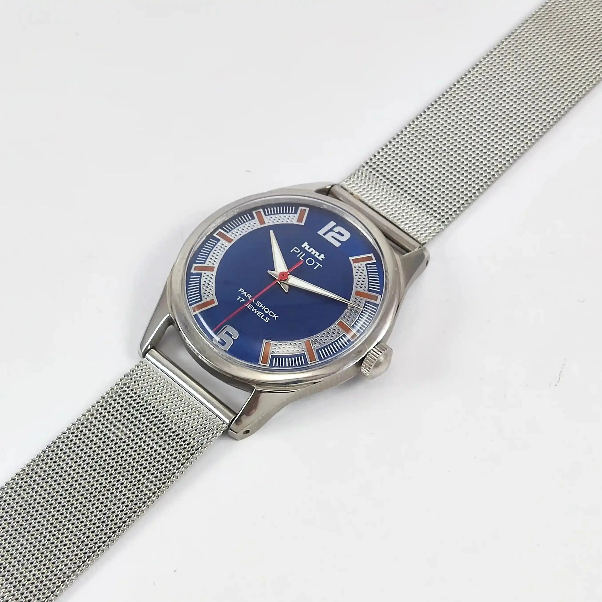 HMT Pilot Para Shock 17 Jewels Blue Dial Handwinding Discover-Diamonds Physical