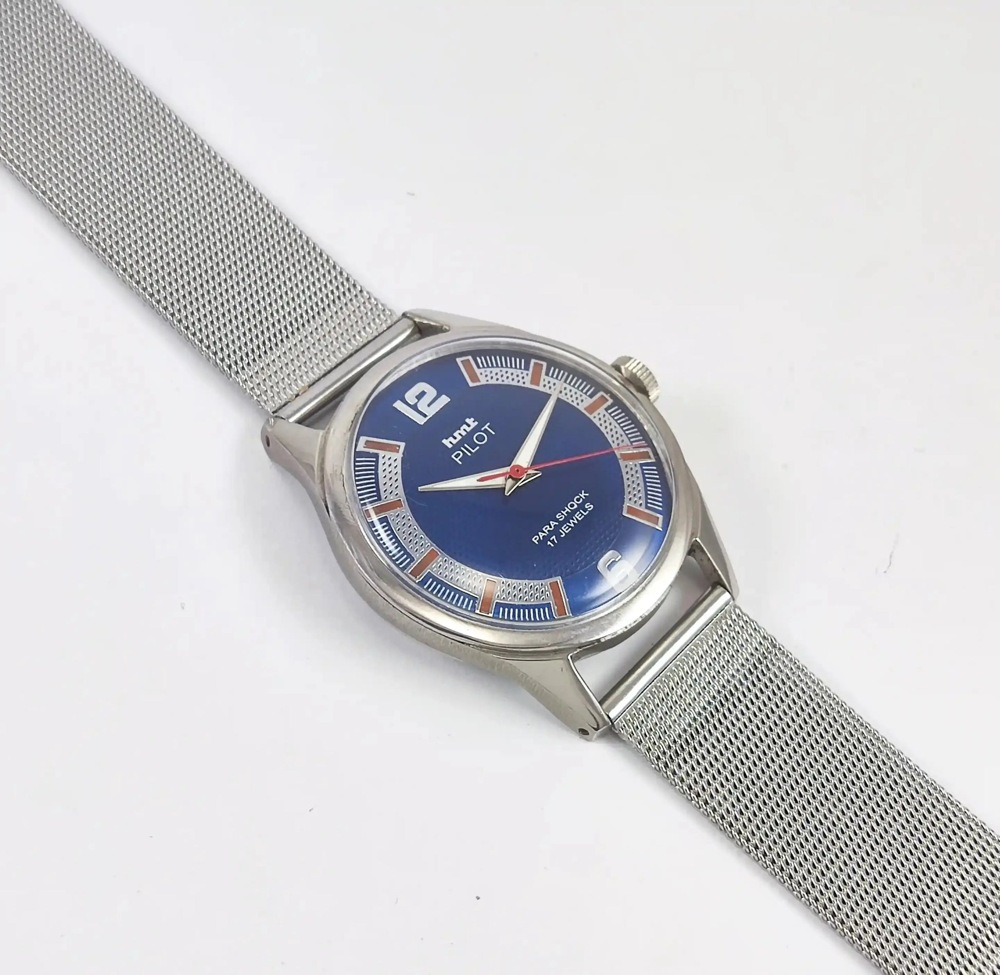 HMT Pilot Para Shock 17 Jewels Blue Dial Handwinding Discover-Diamonds Physical