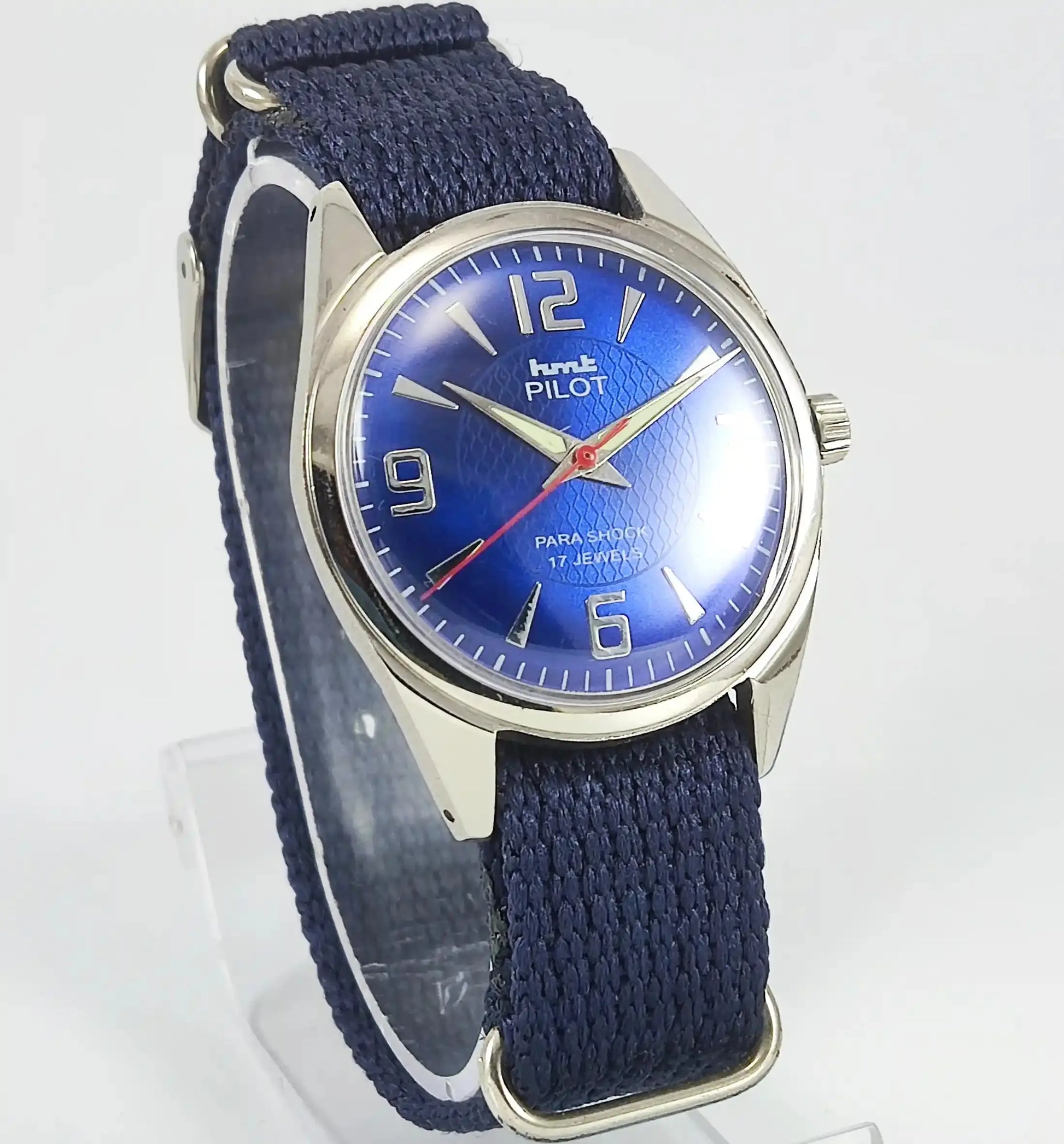 HMT Pilot Para Shock 17 Jewels Blue Dial Handwinding Discover-Diamonds Physical