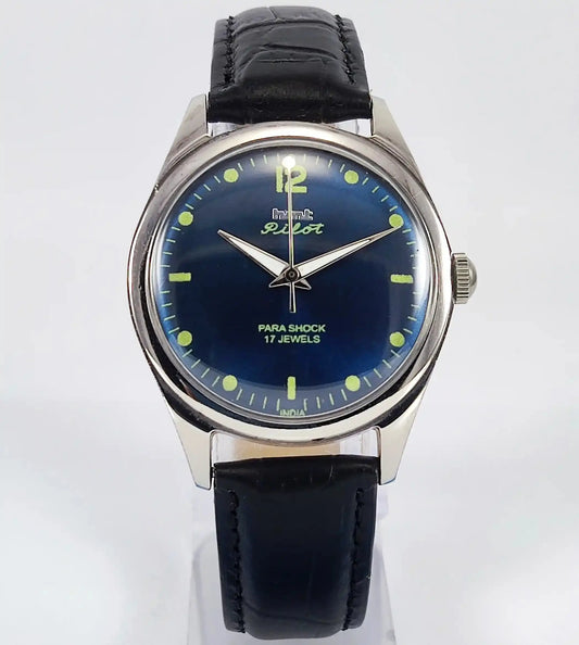 HMT Pilot Para Shock 17 Jewels Blue Dial Mechanical Handwinding Discover-Diamonds Physical