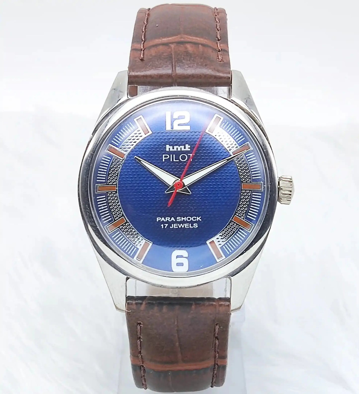HMT Pilot Para Shock 17 Jewels Blue Dial Mechanical Handwinding - Discover-Diamonds