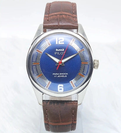 HMT Pilot Para Shock 17 Jewels Blue Dial Mechanical Handwinding - Discover-Diamonds