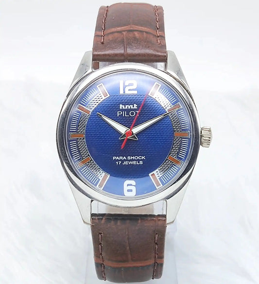 HMT Pilot Para Shock 17 Jewels Blue Dial Mechanical Handwinding - Discover-Diamonds