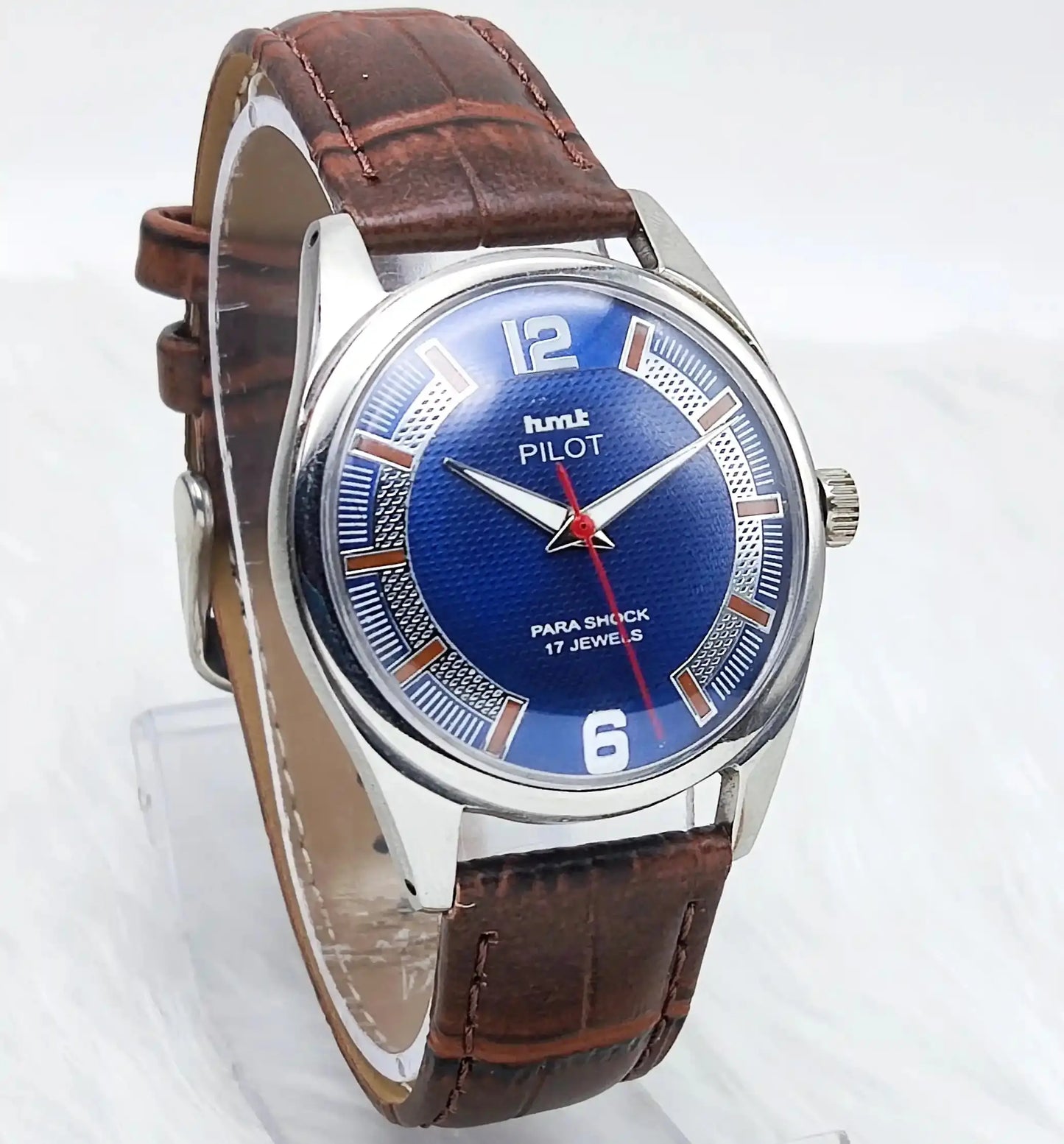 HMT Pilot Para Shock 17 Jewels Blue Dial Mechanical Handwinding - Discover-Diamonds