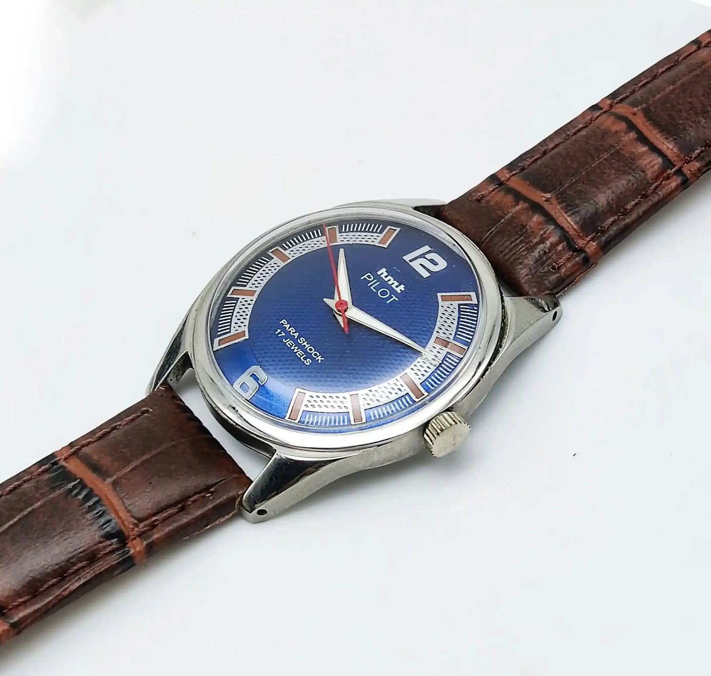 HMT Pilot Para Shock 17 Jewels Blue Dial Mechanical Handwinding - Discover-Diamonds