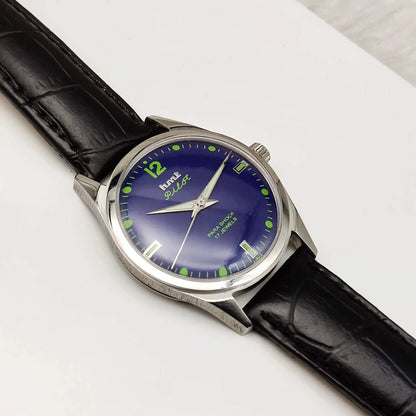 HMT Pilot Para Shock 17 Jewels Blue Dial Stick-Dotted Indices Transparent Back Handwinding